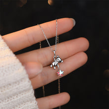 Load image into Gallery viewer, 925 Sterling Silver Fashion Cute Bear Star Pendant with Cubic Zirconia and Necklace