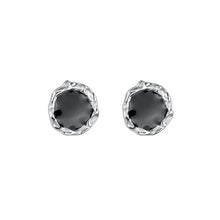 Load image into Gallery viewer, 925 Sterling Silver Simple Personalized Enamel Black Irregular Texture Geometric Stud Earrings