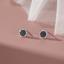 Load image into Gallery viewer, 925 Sterling Silver Simple Personalized Enamel Black Irregular Texture Geometric Stud Earrings
