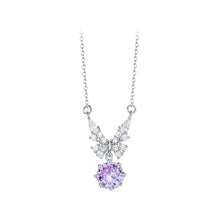 Load image into Gallery viewer, 925 Sterling Silver Fashion Butterfly Round Pendant with Cubic Zirconia and Necklace