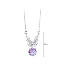 Load image into Gallery viewer, 925 Sterling Silver Fashion Butterfly Round Pendant with Cubic Zirconia and Necklace