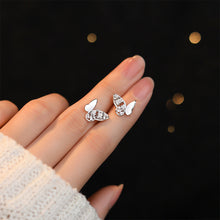 Load image into Gallery viewer, 925 Sterling Silver Simple Cute Butterfly Stud Earrings with Cubic Zirconia