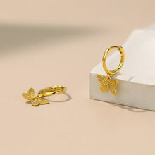 Load image into Gallery viewer, 925 Sterling Silver Plated Gold Fashion Simple Butterfly Earrings