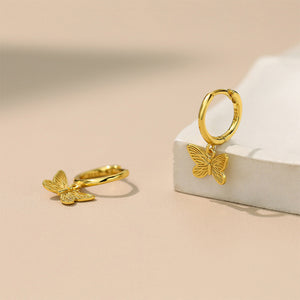 925 Sterling Silver Plated Gold Fashion Simple Butterfly Earrings