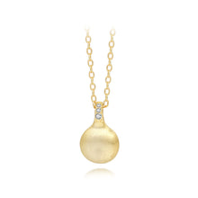 Load image into Gallery viewer, 925 Sterling Silver Plated Gold Simple Temperament Brushed Geometric Round Pendant with Cubic Zirconia and Necklace