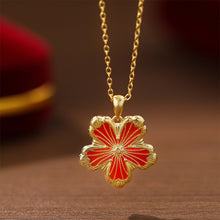 Load image into Gallery viewer, 925 Sterling Silver Plated Gold Fashion Flower Imitation Red Agate Pendant with Necklace