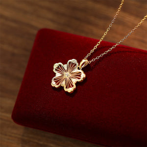925 Sterling Silver Plated Gold Fashion Flower Imitation Red Agate Pendant with Necklace