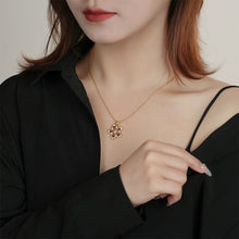 Load image into Gallery viewer, 925 Sterling Silver Plated Gold Fashion Flower Imitation Red Agate Pendant with Necklace