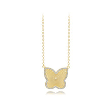 Load image into Gallery viewer, 925 Sterling Silver Plated Gold Fashion Butterfly Pendant with Cubic Zirconia and Necklace