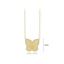 Load image into Gallery viewer, 925 Sterling Silver Plated Gold Fashion Butterfly Pendant with Cubic Zirconia and Necklace