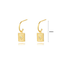 Load image into Gallery viewer, 925 Sterling Silver Plated Gold Fashion Personality Eight-pointed Star Geometric Square Earrings with Cubic Zirconia