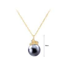 Load image into Gallery viewer, 925 Sterling Silver Plated Gold Simple and Elegant Hazelnut Black Imitation Pearl Pendant with Necklace