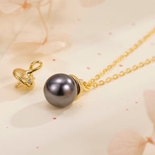Load image into Gallery viewer, 925 Sterling Silver Plated Gold Simple and Elegant Hazelnut Black Imitation Pearl Pendant with Necklace