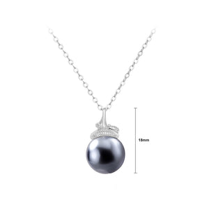 925 Sterling Silver Simple and Elegant Hazelnut Black Imitation Pearl Pendant with Necklace