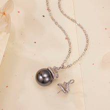 Load image into Gallery viewer, 925 Sterling Silver Simple and Elegant Hazelnut Black Imitation Pearl Pendant with Necklace