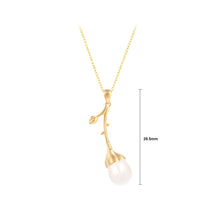 Load image into Gallery viewer, 925 Sterling Silver Plated Gold Simple Temperament Lotus Freshwater Pearl Pendant with Necklace