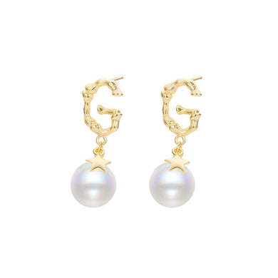 925 Sterling Silver Plated Gold Fashion and Creative Alphabet G Imitation Pearl Earrings