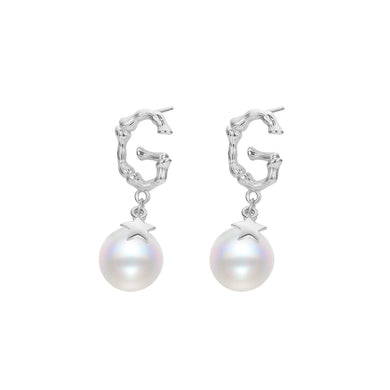 925 Sterling Silver Fashion and Creative Alphabet G Imitation Pearl Earrings