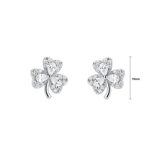 925 Sterling Silver Simple Fashion Three-leafed Clover Stud Earrings with Cubic Zirconia