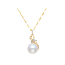 Load image into Gallery viewer, 925 Sterling Silver Plated Gold Fashion Temperament Swan Imitation Pearl Pendant with Cubic Zirconia and Necklace
