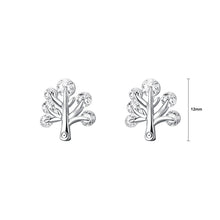 Load image into Gallery viewer, 925 Sterling Silver Fashion Cute Little Tree Stud Earrings with Cubic Zirconia