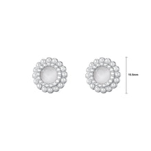 Load image into Gallery viewer, 925 Sterling Silver Simple Temperament Flower Imitation Cats Eye Stud Earrings with Cubic Zirconia