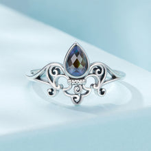 Load image into Gallery viewer, 925 Sterling Silver Fashion Vintage Iris Crown Adjustable Open Ring with Cubic Zirconia