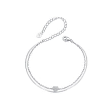 Load image into Gallery viewer, 925 Sterling Silver Simple Sweet Heart Double Layer Bracelet with Cubic Zirconia