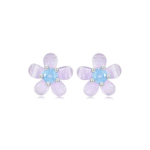 Load image into Gallery viewer, 925 Sterling Silver Simple Sweet Flower Stud Earrings with Cubic Zirconia