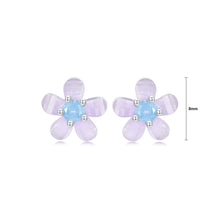 Load image into Gallery viewer, 925 Sterling Silver Simple Sweet Flower Stud Earrings with Cubic Zirconia