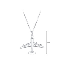 Load image into Gallery viewer, 925 Sterling Silver Simple Creative Airplane Pendant with Cubic Zirconia and Necklace