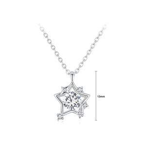 925 Sterling Silver Fashion Simple Star Pendant with Cubic Zirconia and Necklace