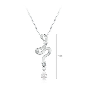 925 Sterling Silver Fashion Personalized Snake Water Drop Pendant with Cubic Zirconia and Necklace