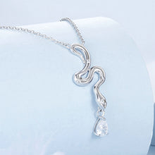 Load image into Gallery viewer, 925 Sterling Silver Fashion Personalized Snake Water Drop Pendant with Cubic Zirconia and Necklace