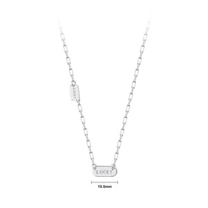 925 Sterling Silver Simple and Fashion Lucky Geometric Square Pendant with Necklace