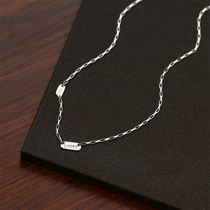 925 Sterling Silver Simple and Fashion Lucky Geometric Square Pendant with Necklace
