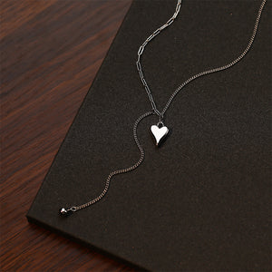 925 Sterling Silver Simple Personalized Heart-shaped Tassel Pendant with Necklace