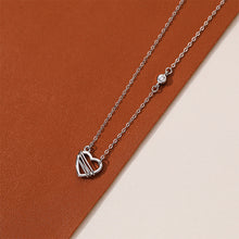 Load image into Gallery viewer, 925 Sterling Silver Simple and Cute Hollow Heart-shaped Pendant with Cubic Zirconia and Necklace