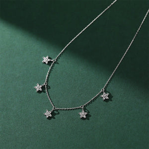 925 Sterling Silver Fashion Temperament Flower Cubic Zirconia Necklace