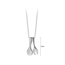 Load image into Gallery viewer, 925 Sterling Silver Simple Creative Spoon and Fork Pendant with Cubic Zirconia and Necklace