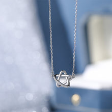 Load image into Gallery viewer, 925 Sterling Silver Simple and Fashion Hollow Star Pendant with Cubic Zirconia and Necklace