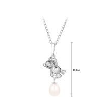 Load image into Gallery viewer, 925 Sterling Silver Fashion Cute Bear Freshwater Pearl Pendant with Necklace