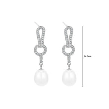 Load image into Gallery viewer, 925 Sterling Silver Fashion Elegant Geometric Tassel Freshwater Pearl Earrings with Cubic Zirconia