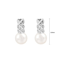 Load image into Gallery viewer, 925 Sterling Silver Fashion Temperament Diamond Pattern Geometric Freshwater Pearl Earrings