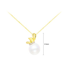 Load image into Gallery viewer, 925 Sterling Silver Plated Gold Fashion Simple Lucky Bag Imitation Pearl Pendant with Cubic Zirconia and Necklace