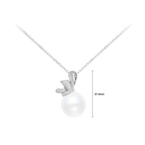 925 Sterling Silver Fashion Simple Lucky Bag Imitation Pearl Pendant with Cubic Zirconia and Necklace
