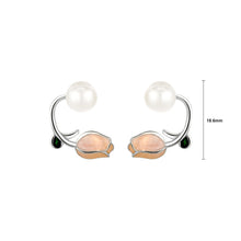 Load image into Gallery viewer, 925 Sterling Silver Fashion Temperament Enamel Tulip Freshwater Pearl Stud Earrings