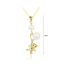 Load image into Gallery viewer, 925 Sterling Silver Plated Gold Fashion and Creative Balloon Bear Pendant with Freshwater Pearls and Necklace