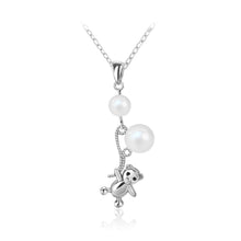 Load image into Gallery viewer, 925 Sterling Silver Fashion and Creative Balloon Bear Pendant with Freshwater Pearls and Necklace