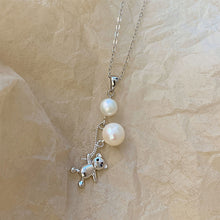 Load image into Gallery viewer, 925 Sterling Silver Fashion and Creative Balloon Bear Pendant with Freshwater Pearls and Necklace